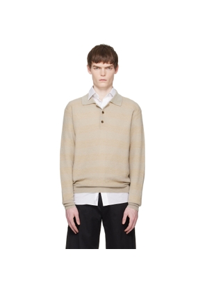 ssstein Beige Knit Stripe LS Polo