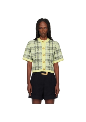 BALMAIN Yellow Buttoned Shiny Light Tweed Cardigan