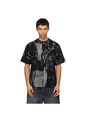 BAPE Black Metallic Coated Overall Print T-shirt