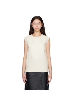 Loulou de Saison Off-White FIZA Ostrich-Effect Leather Blouse