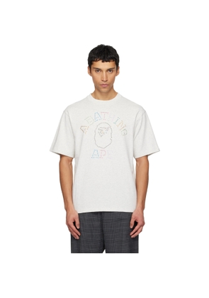 BAPE Gray Rhinestone College Relaxed Fit T-shirt