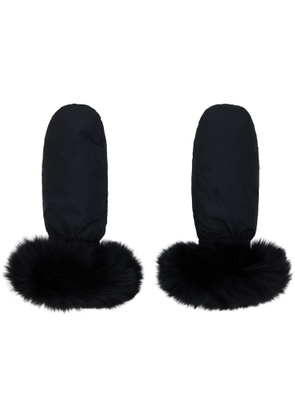 Yves Salomon Black Fox Fur & Down Mittens