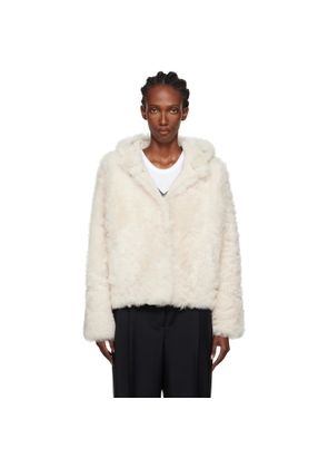 Yves Salomon Off-White Short Hooded Shearling Jacket