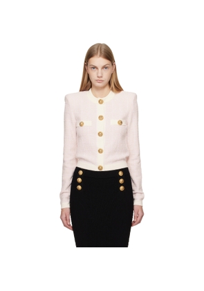 BALMAIN Pink Light Tweed Cardigan