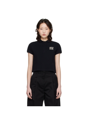 Maison Kitsuné Black 'Maison Kitsune' Stamp Cropped Polo