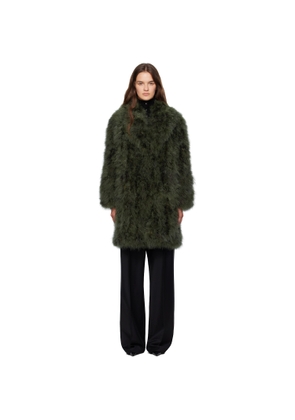 Yves Salomon Green Long Feather Coat