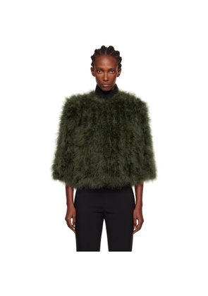 Yves Salomon Green Short Feather Jacket