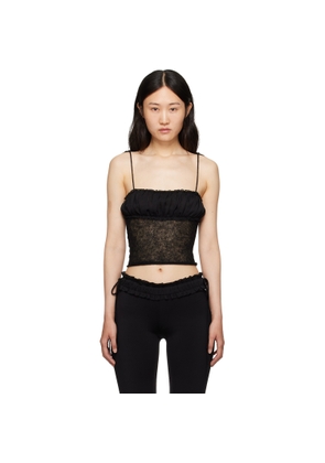 GUIZIO Black Ruched Tank Top