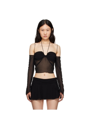 GUIZIO Black Gathered Blouse