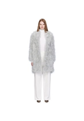 Yves Salomon Gray Feather Shawl Collar Coat
