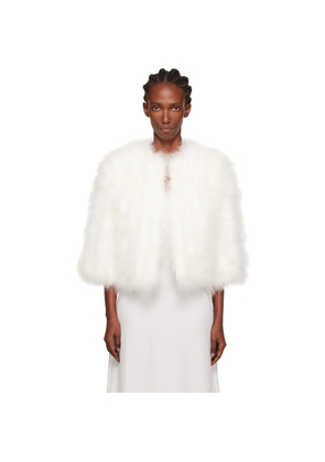 Yves Salomon White Short Feather Jacket