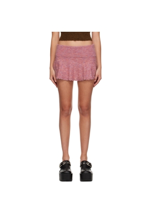 GUIZIO Pink Heart Scallop Miniskirt