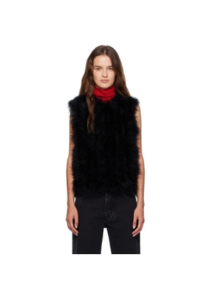 Yves Salomon Black Cropped Feather Vest