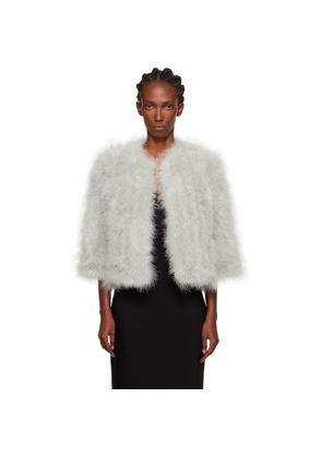 Yves Salomon Blue Short Feather Jacket