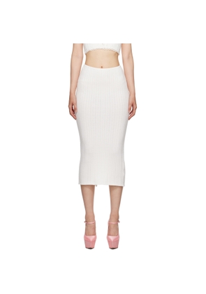 GUIZIO White Ribbed Midi Skirt