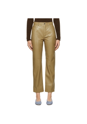 Nanushka Khaki Vinni Vegan Leather Trousers