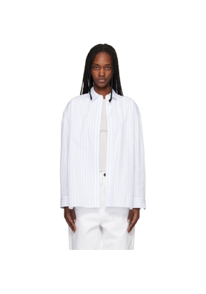 Maison Kitsuné White & Blue Striped Boyfriend Shirt