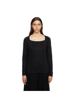 ISSEY MIYAKE Black Tucked Square Long Sleeve T-Shirt