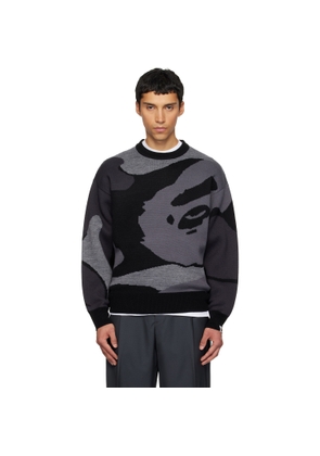 BAPE Black & Gray Mega Abc Camo Knit Crewneck Sweater