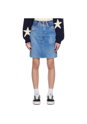 Re/Done Blue Double Waisted Miniskirt