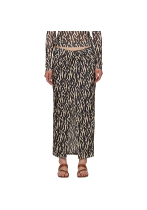 Nanushka Beige & Black Marya Midi Skirt