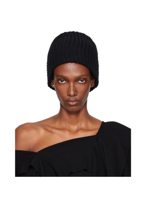 YOHJI YAMAMOTO Black Cardigan Stitch Knit Beanie