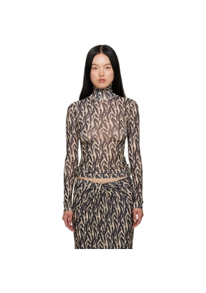 Nanushka Beige & Black Harri Turtleneck
