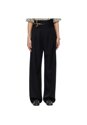 Chloé Black Wool Grain De Poudre High-Rise Tailored Trousers