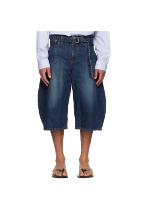 sacai Blue Faded Denim Shorts