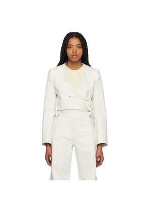 Yuzefi Off-White Wrap Split Denim Blazer