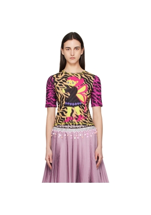 Chopova Lowena Multicolor Hairy Fairy Fitted Mesh Top