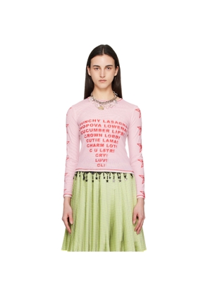 Chopova Lowena Pink 'Crunchy Lasagna' Fitted Mesh Top