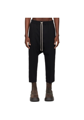 Rick Owens Black Temple Drawstring Cropped Trousers