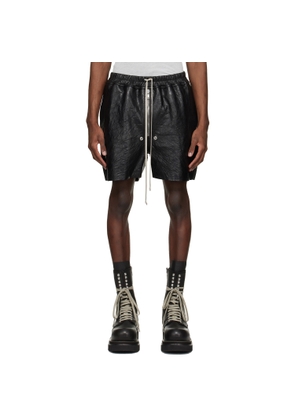 Rick Owens Black Temple Bela Boxers Leather Shorts