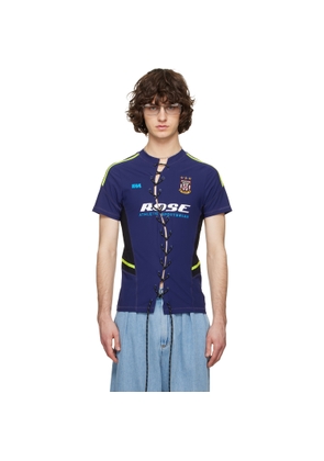 Martine Rose Navy Lace-Up T-shirt