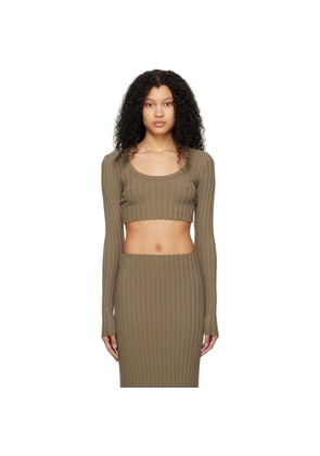 COTTON CITIZEN Taupe Capri Crop Long Sleeve T-Shirt