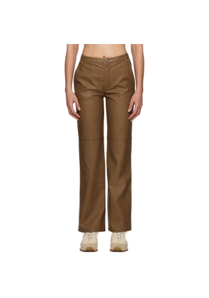 OPEN YY Brown Straight-Leg Faux-Leather Trousers