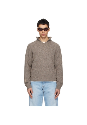 ERL Taupe Slit Neck Sweater