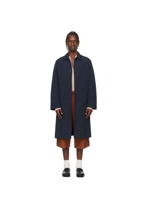 Dries Van Noten Navy Taffeta Coat