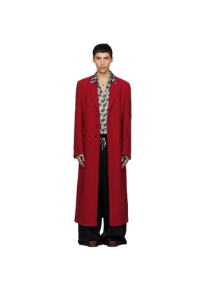 Dries Van Noten Red Wool Long Coat