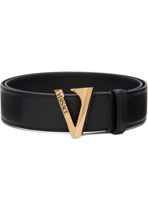 Versace Black 'V' Leather Belt