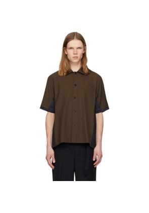sacai Brown & Blue Suiting Denim Shirt