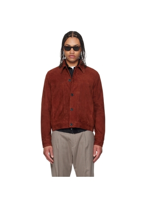 Paul Smith Red Slim Fit Denim Style Suede Jacket