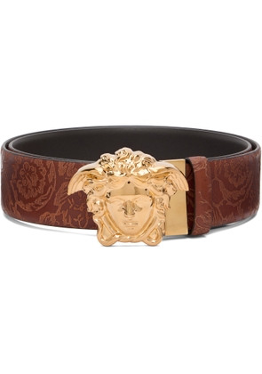 Versace Brown 'La Medusa' Leather Reversible Belt
