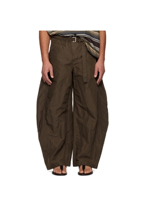 sacai Khaki Treated Nylon Twill Trousers