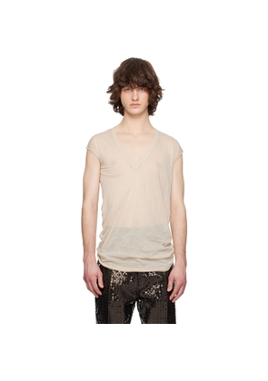 Rick Owens Beige Temple Deep V SL T-shirt