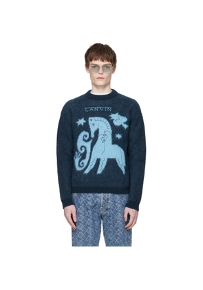 Lanvin Navy Lunar Year Jacquard Mohair Sweater