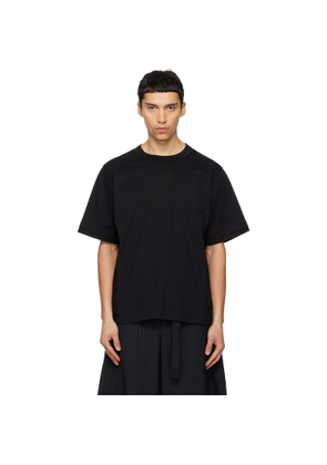 sacai Black Cotton Typewriter & Cotton Jersey T-shirt