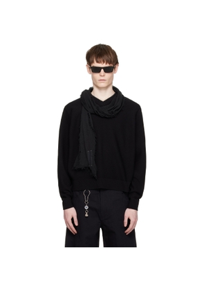 COOR Black V-Neck Merino Wool Layered Sweater