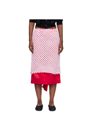 Comme des Garçons Red & Pink Tulle Braided Mesh Midi Skirt